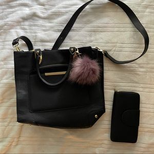 Black crossbody purse + wallet